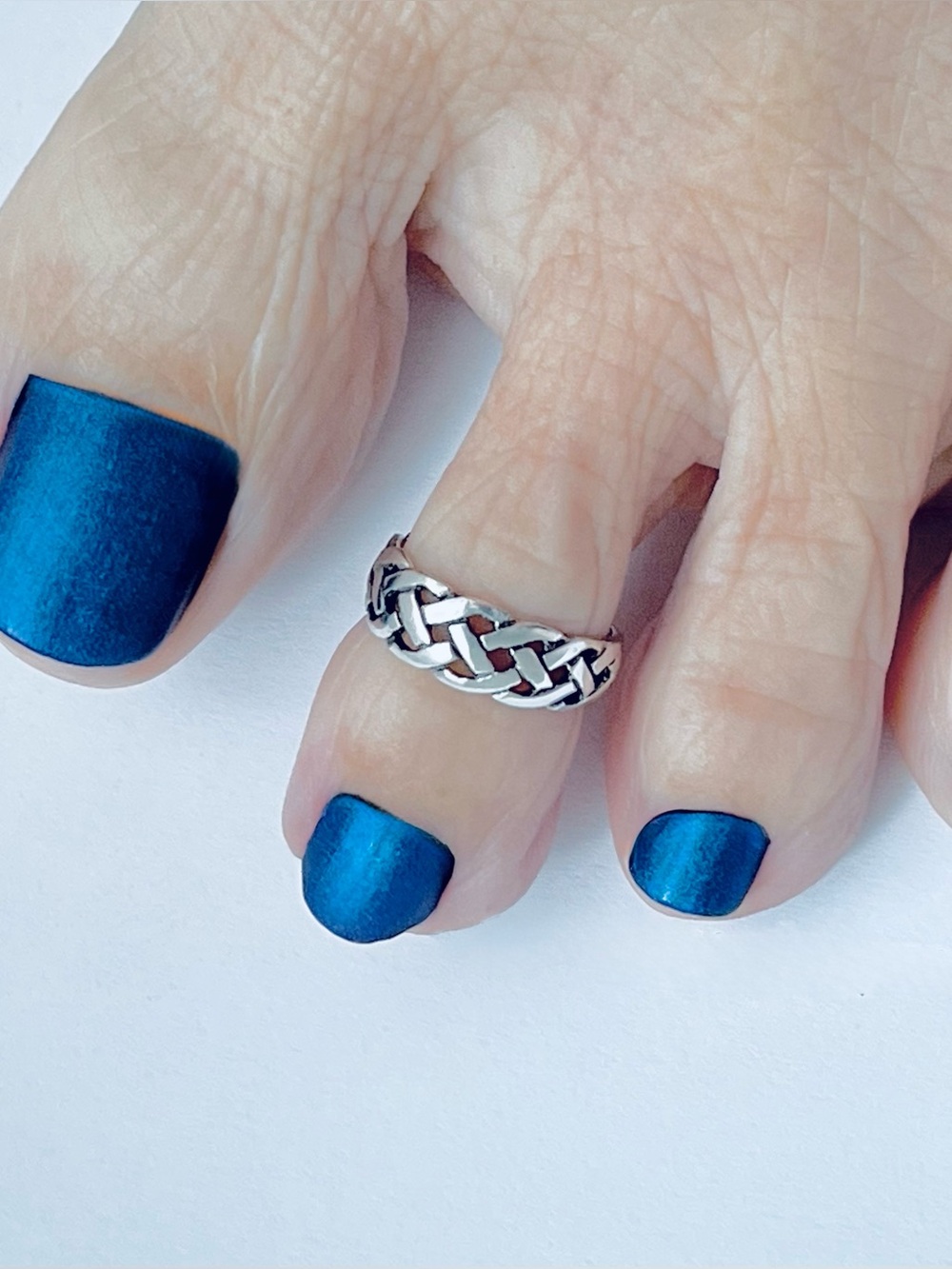 Sterling Silver Weave Band Toe Ring, Celtic Woven Silver Rings, Braided Bands